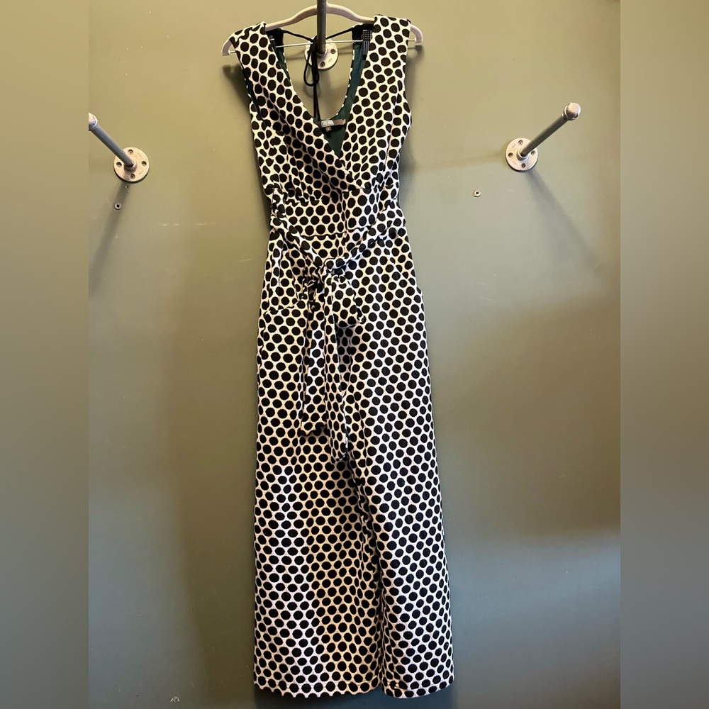 Anthropologie Black and White Polka Dot Jumpsuit - Picture 2 of 8